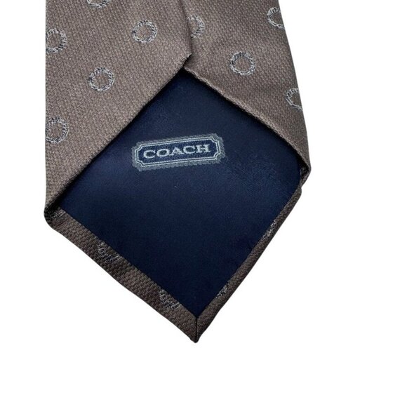 Coach Silk logo neck tie necktie brown silk Made in Italy vintage 90s - Picture 7 of 8